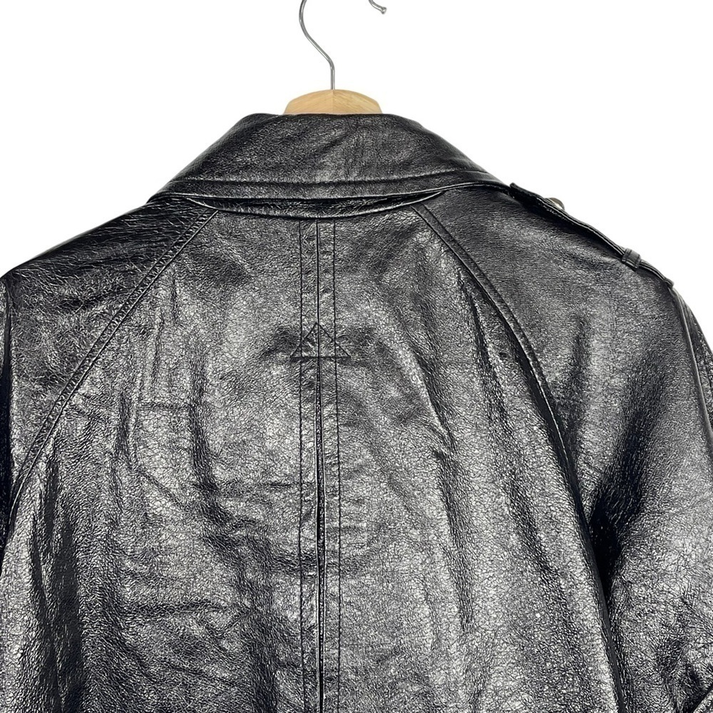 INC INTERNATIONAL CONCEPTS HIGH SHINE LEATHER HALF SLEEVE DOUBLE BREASTED COAT - Picture 8 of 11